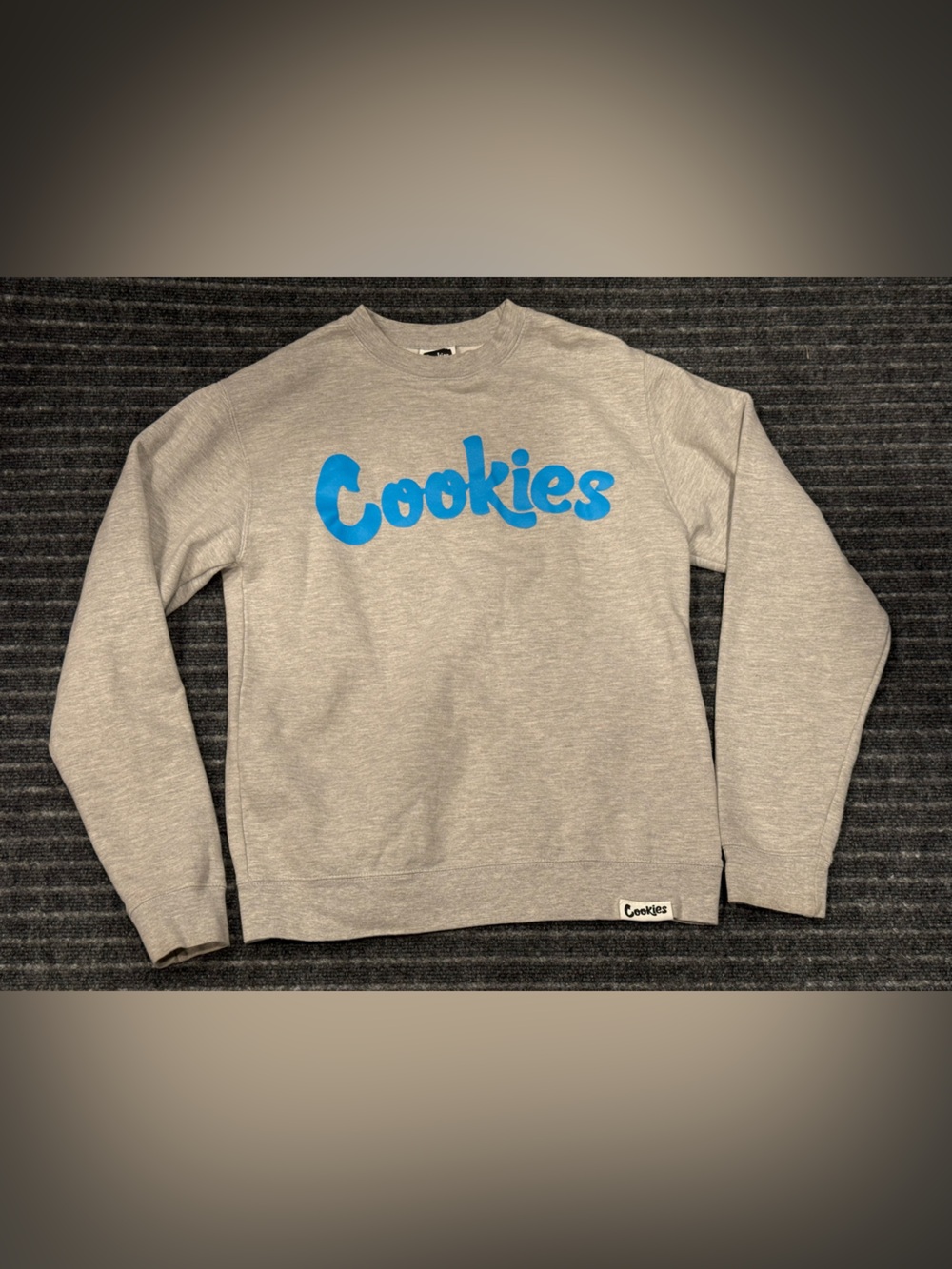 Cookies Men's‎ Gray Crewneck Sweatshirt with Blue Logo